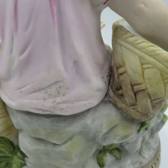 Vintage Porcelain Figurine Piano Baby Girl Baskets Planter 9" x 10" x 5" - Picture 10 of 16